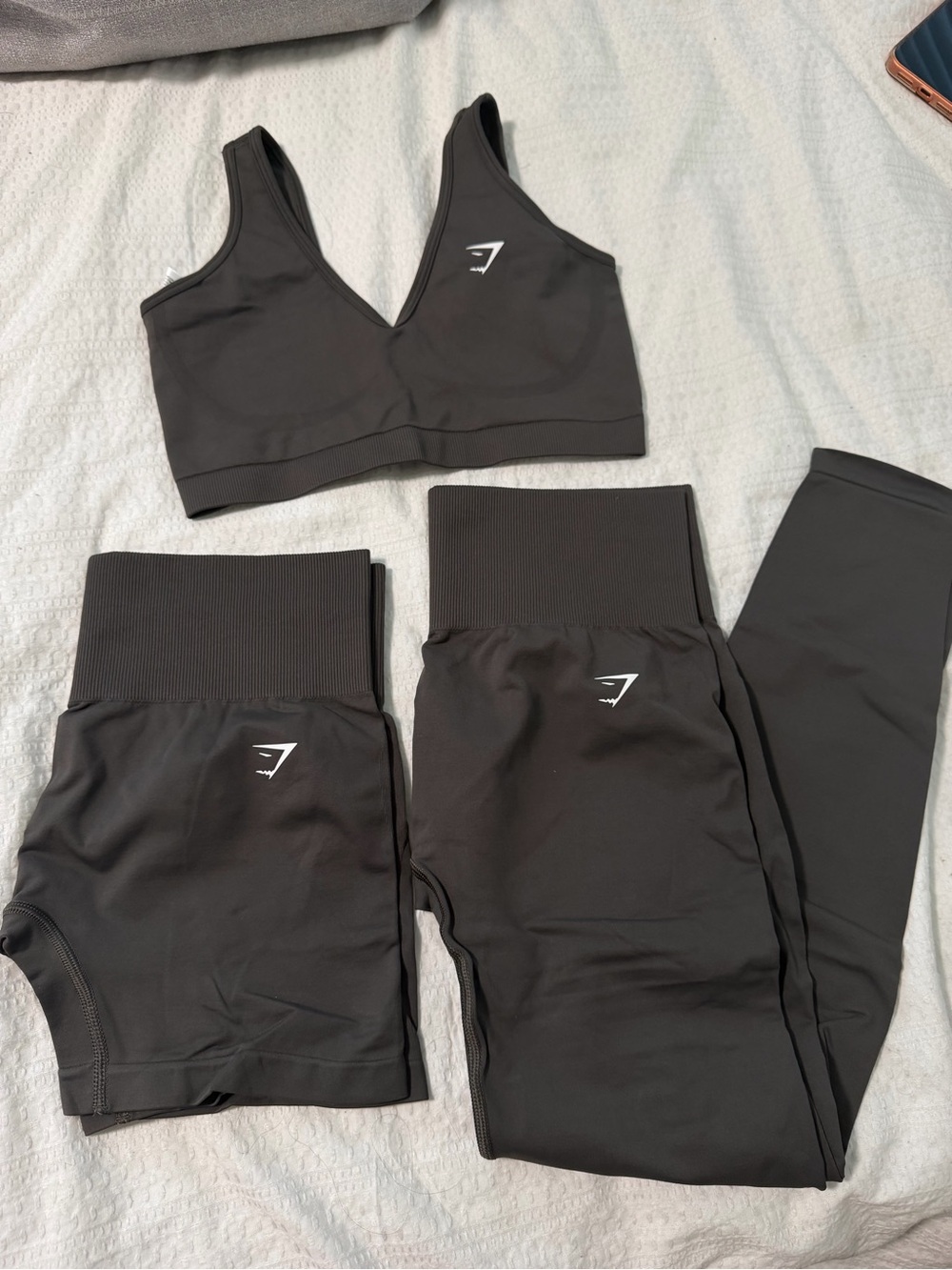 Gymshark Women's Charcoal Seamless Sports Bra & Leggings Set